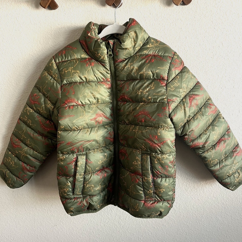 Lupilu Green Dinosaur Puffer Jacket size 3-4Y